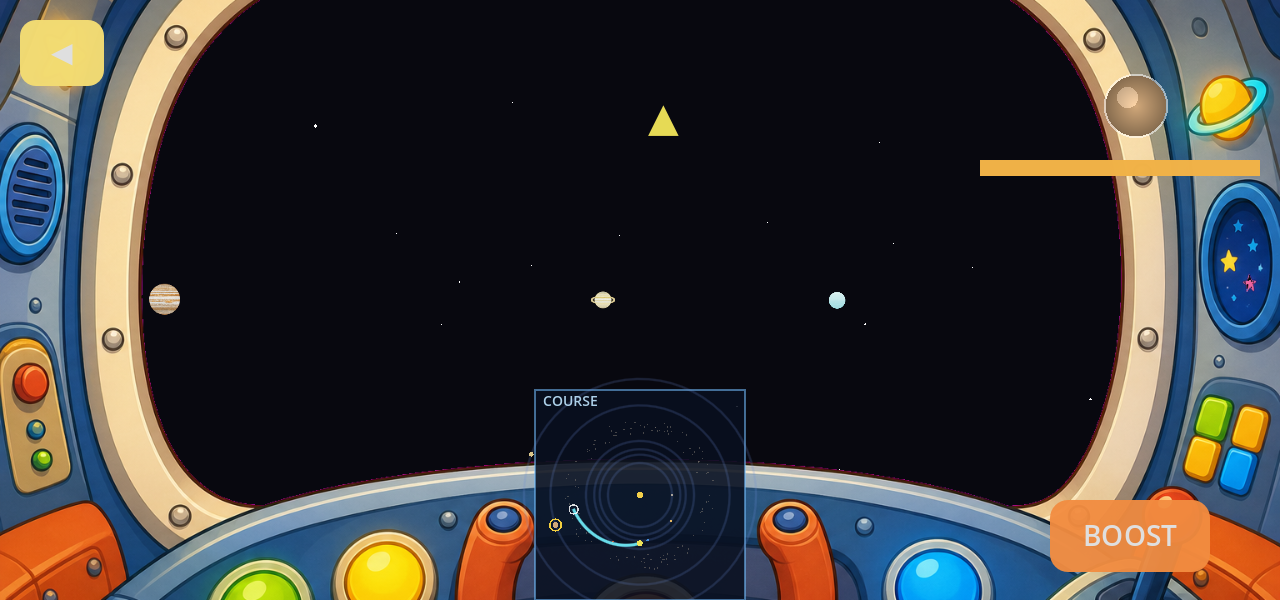 Ship crossing the asteroid belt en route to Jupiter